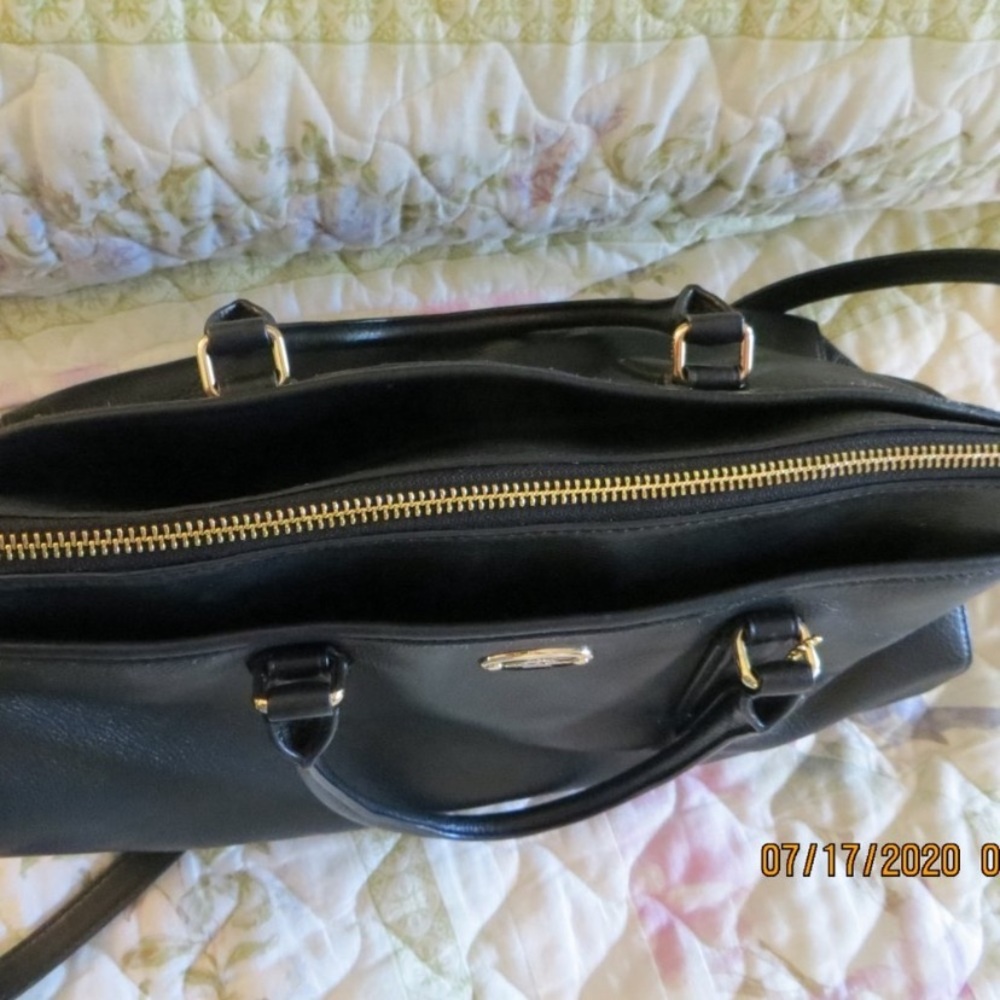 Black Leather Coach Morgan Satchel Handbag